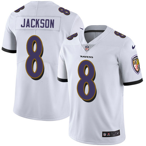 Nike Ravens #8 Lamar Jackson White Men's Stitched NFL Vapor Untouchable Limited Jersey